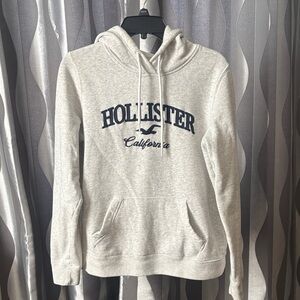 Hollister Light Gray Hoodie with Navy Logo